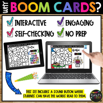 New Years 2021 Boom Cards™ Digital Math Color by Code Distance Learning PEAS