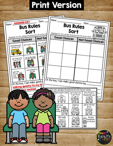 Bus Rules and Behavior Sort Distance Learning for Google Classroom™