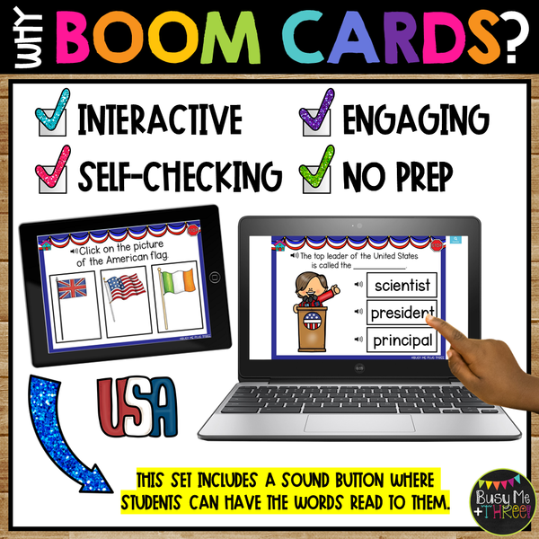 Pledge of Allegiance and Citizenship Social Studies Boom Cards™ for Kindergarten