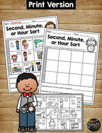 Second, Minute, Hour Sort Distance Learning for Google Classroom™ Measuring Time