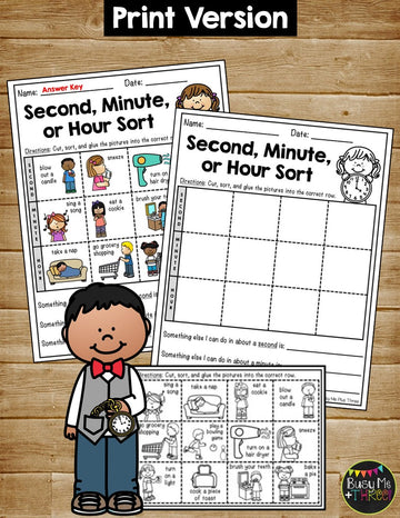 Second, Minute, Hour Sort Distance Learning for Google Classroom™ Measuring Time