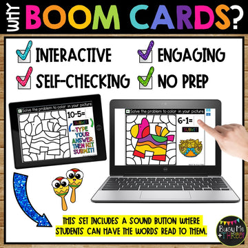 Cinco de Mayo Color by Code Boom Cards™ Digital Math Activity for Centers