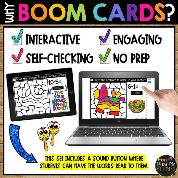 Cinco de Mayo Color by Code Boom Cards™ Digital Math Activity for Centers