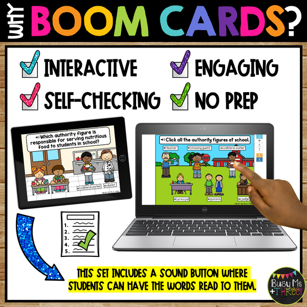 Social Studies Boom Cards™ for Kindergarten Authority Figures Rules