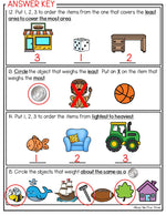 Nonstandard Measurement Test & Review, Temperature Capacity Weight Area