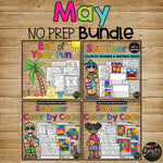 May NO PREP Worksheets and Printables BUNDLE Math, Reading, Writing 1st, 2nd