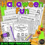 Halloween Activities BUNDLE No Prep Printables, Writing, Glyph, Bingo, Math