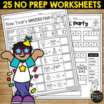 New Years 2022 No Prep Fun Worksheets Crosswords Word Search Puzzles Math ELA