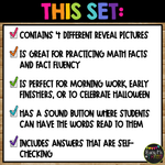 Halloween Math Activities Boom Cards™ Mystery Picture Reveal Puzzles