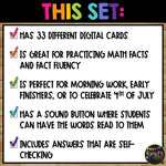 July 4th Digital Color by Code Boom Cards™ for Math Fact Fluency Practice