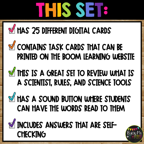 Science Boom Cards™ for Kindergarten Scientist Tools and Rules