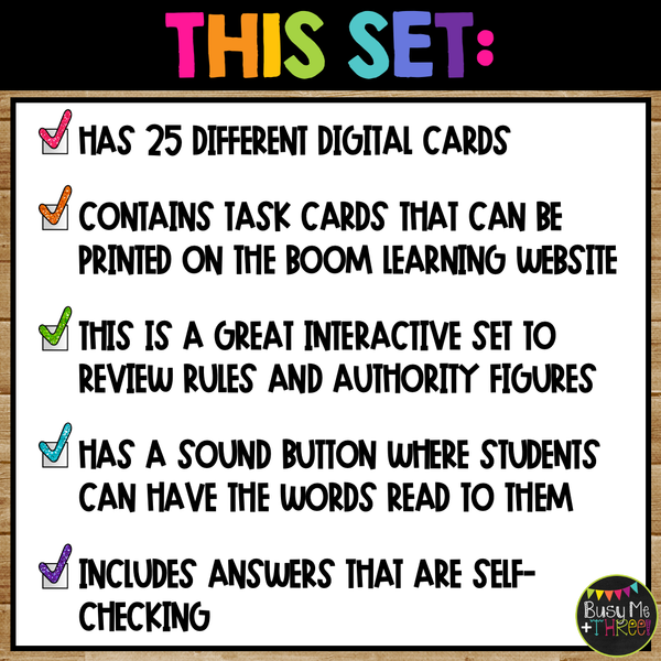 Social Studies Boom Cards™ for Kindergarten Authority Figures Rules