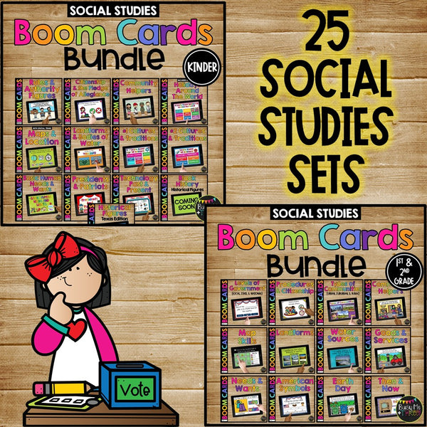 Kindergarten 1st 2nd Grade MATH SCIENCE SOCIAL STUDIES Boom Cards™ Mega BUNDLE