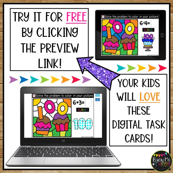 100 Days of School Boom Cards™ Digital Math Color by Code Distance Learning