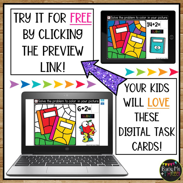 Digital Color by Code Boom Cards™ for Back to School Fact Fluency Practice