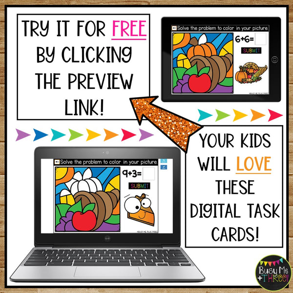 Thanksgiving Boom Cards™ Color by Code CORNUCOPIA Digital Learning Activity