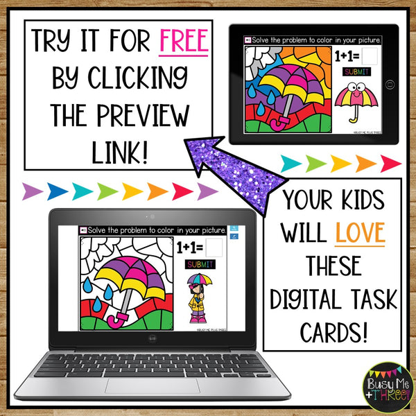 Digital Color by Code Boom Cards™ SPRING Math Station Activity DOUBLES Practice