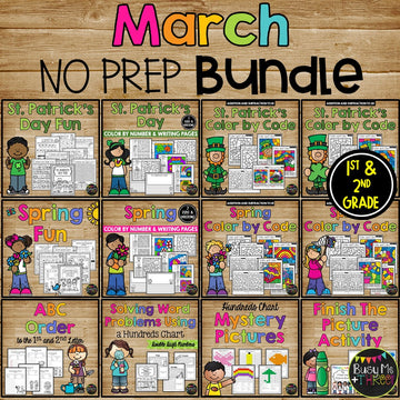MARCH NO PREP Worksheets BUNDLE | Math, Reading, Writing 1st, 2nd