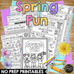 SPRING Activities Packet NO PREP Fun Math and Literacy