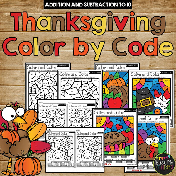 Thanksgiving Activities BUNDLE Fun Worksheets, Bingo, Color by Number Pages