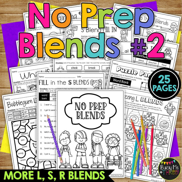 Blends No Prep Printables Word Study Phonics Beginning and Ending