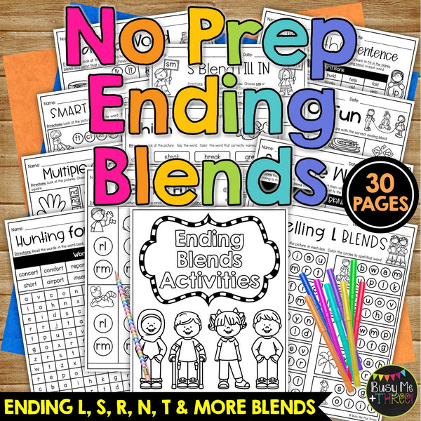 Blends No Prep Printables Word Study Phonics Beginning and Ending