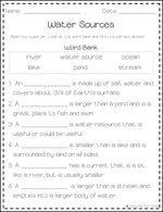 All About WATER SOURCES | Book, Game, Posters & Worksheets Rivers, Lakes, Oceans