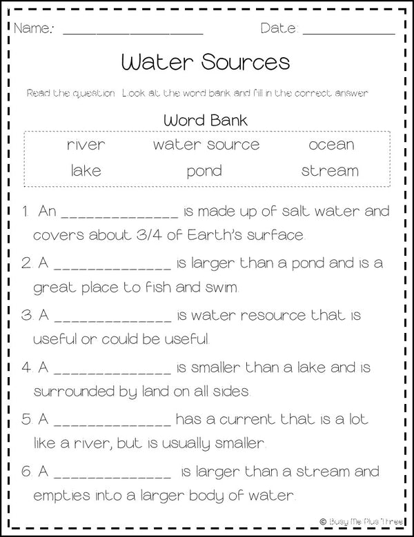 All About WATER SOURCES | Book, Game, Posters & Worksheets Rivers, Lakes, Oceans