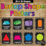 2D and 3D Shape Posters BURLAP AND CHALKBOARD Farmhouse