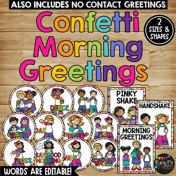 Morning Greeting Signs Rainbow Confetti Morning Meeting Choices