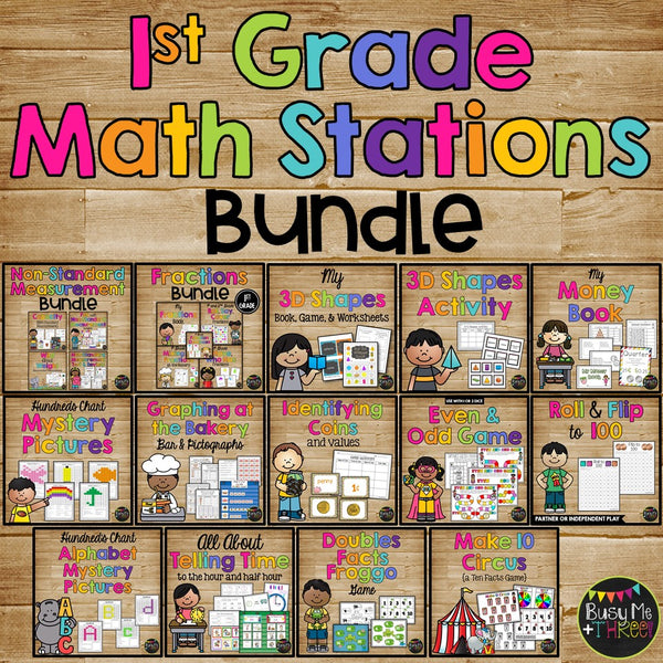 Math Games and Centers for 1st Grade Nonstandard Measurement, Fractions, & More