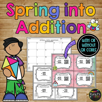 Addition with Regrouping Game {Self Check with QR Codes} Spring