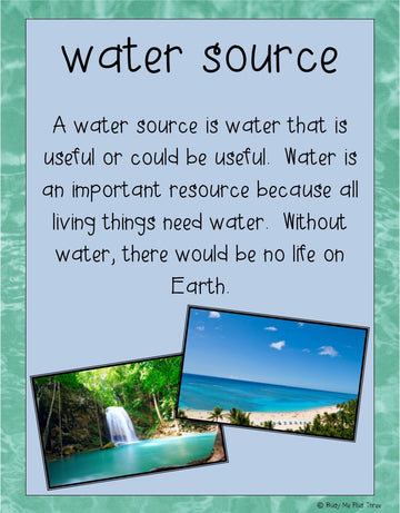 All About WATER SOURCES | Book, Game, Posters & Worksheets Rivers, Lakes, Oceans